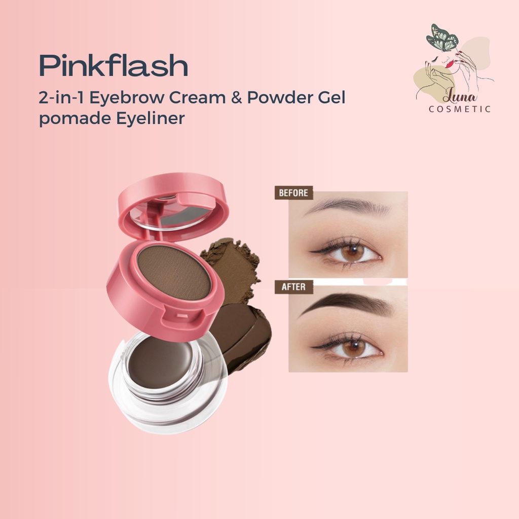 PINKFLASH 2-in-1 Eyebrow Cream &amp; Powder Gel pomade Eyeliner Waterproof smudge-proof high pigment lasting Multi-uses / 2in1 Eyebrow Pinkflash