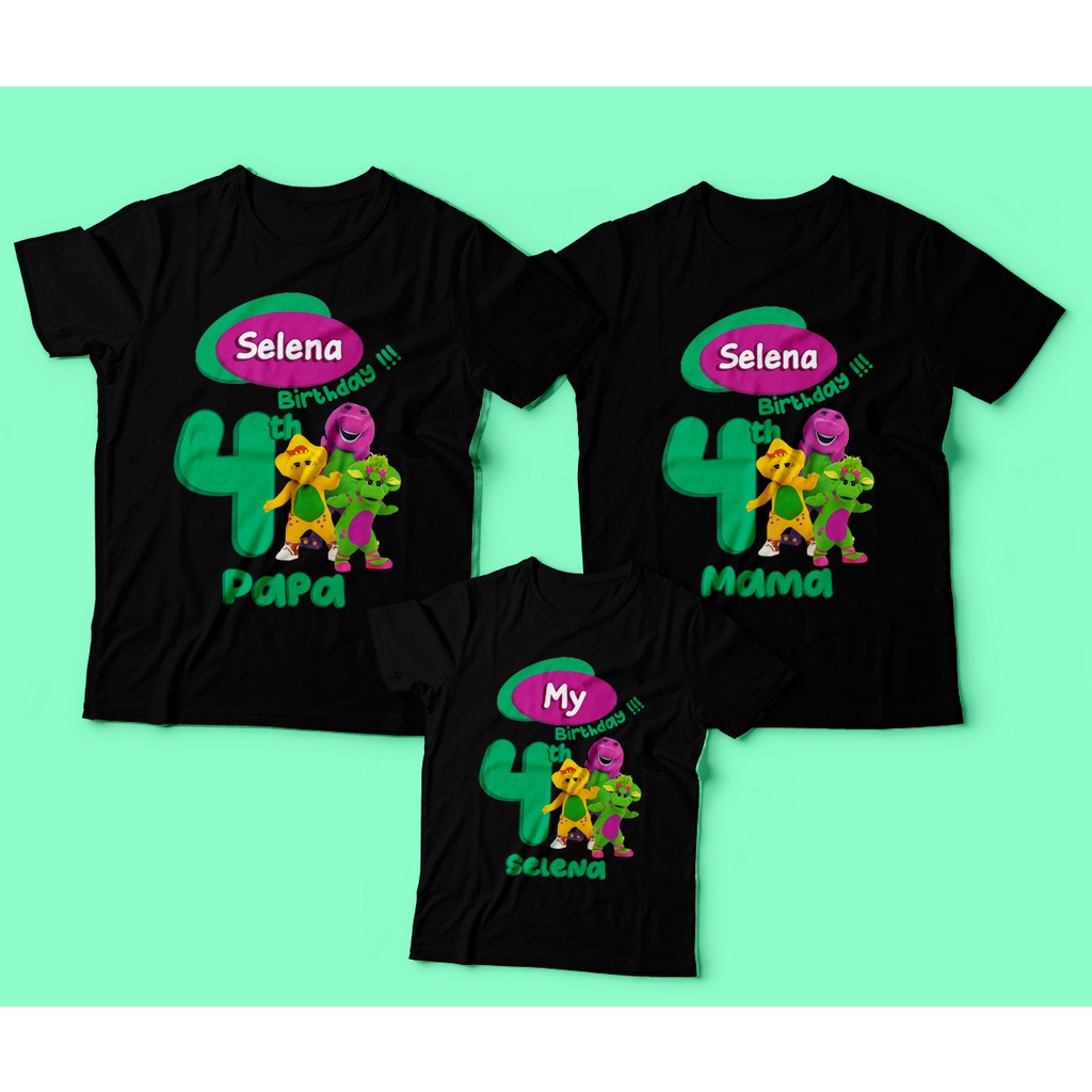 Kaos Barney Ultah Family | Kaos Prium | Kaos Ultah anak