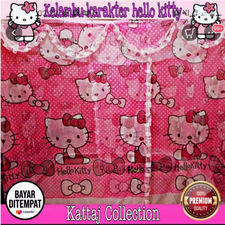 Kelambu nyamuk karakter tebal ukuran jumbo 180x200 kelambu doraemon kelambu hellokitty kelambu ceropy