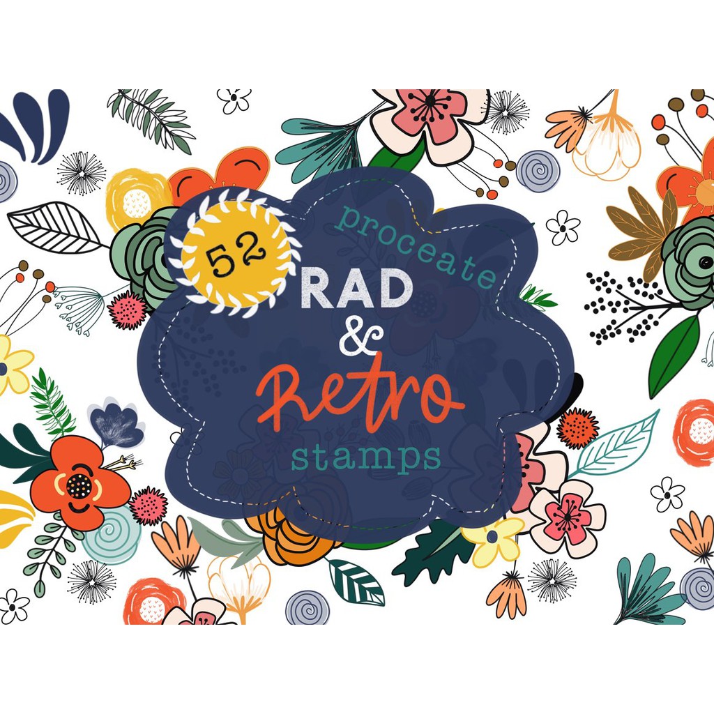 Procreate Brush - Rad &amp; Retro Floral Stamps Aesthetic Journaling Brush