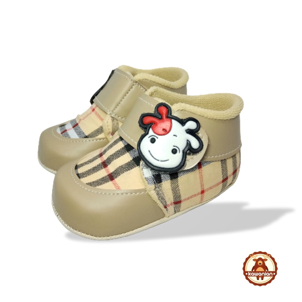 Sepatu Bayi Fanel Laki Laki Perempuan Gendong Motif Fanel Sol Kain Lembut