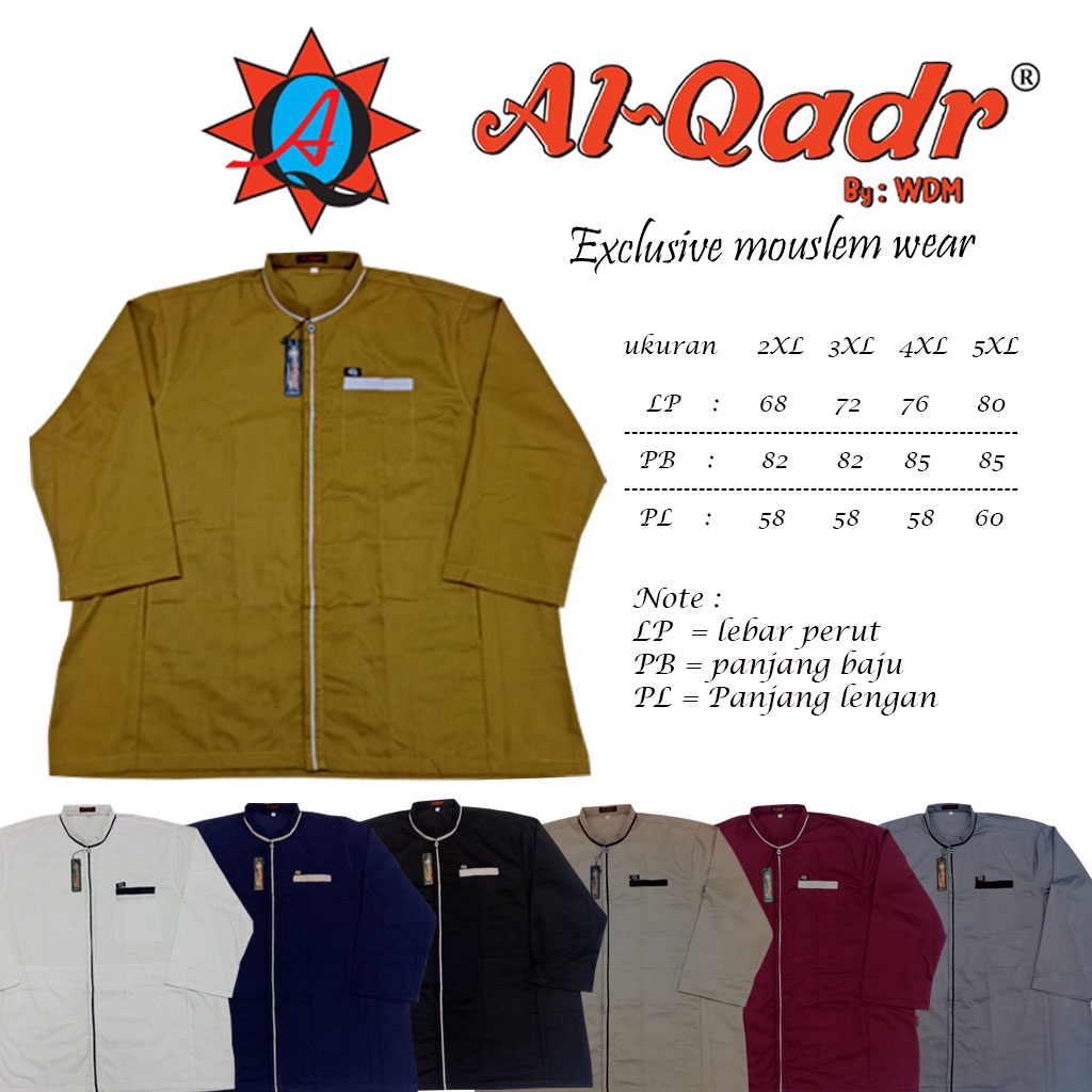 Baju Koko Pria Dewasa Koko Jumbo Koko BIG SIZE Lengan Panjang Al qadr/AB Al kahfi Bareno