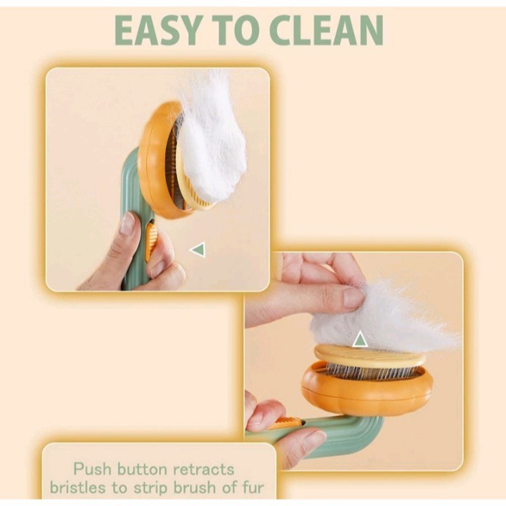 Pumpkin Pet Brush Self Cleaning Comb - Sisir Bulu Anjing Kucing