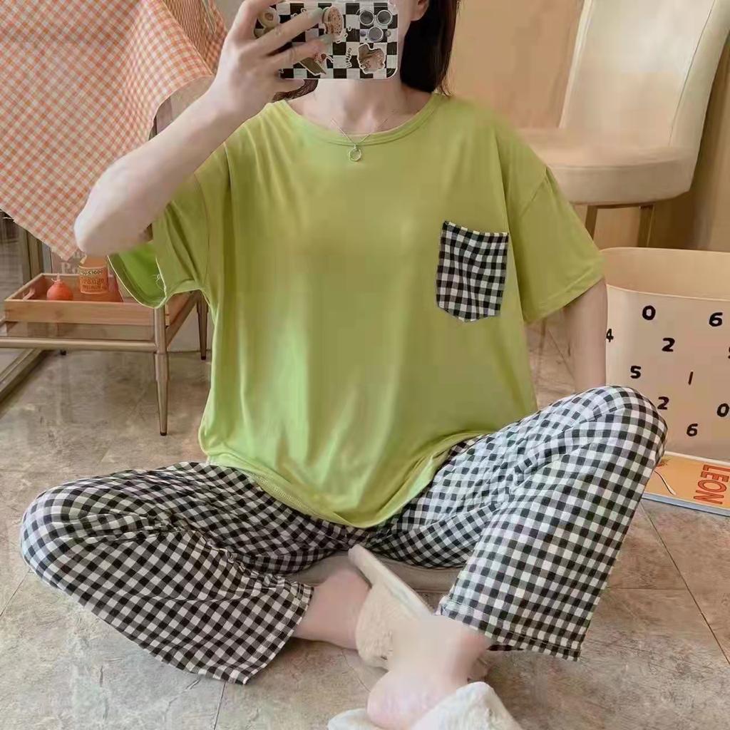 KAWAI BAJU TIDUR SETELAN PIYAMA CP KOTAK OVERSIZED IMPORT