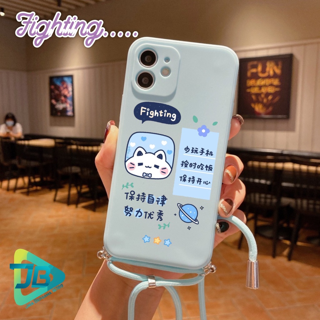 SOFTCASE SILIKON SLINGCASE TALI LANYARD STRAP PHONE MACARON PELINDUNG KAMERA FIGHTING OPPO VIVO SAMSUNG XIAOMI REALME IPHONE ALL TYPE JB5542