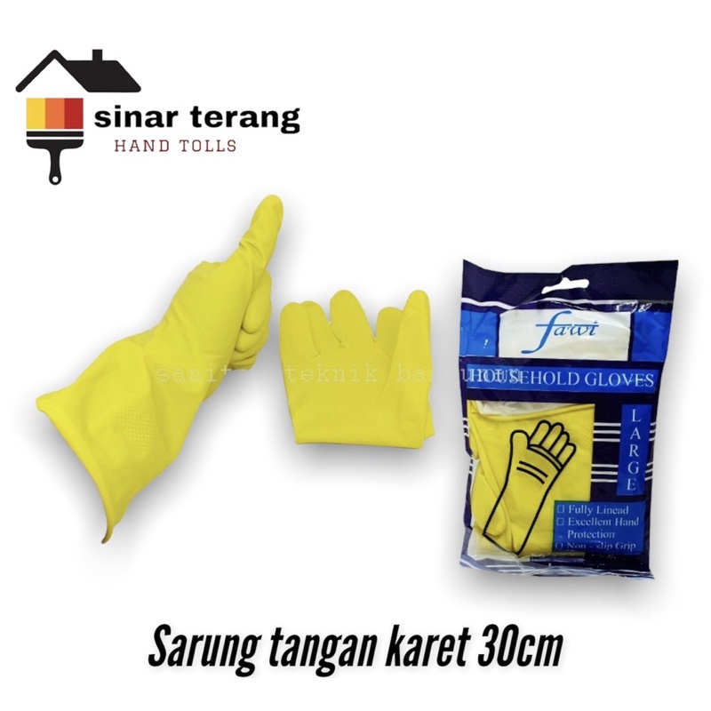 Sarung tangan karet latex 30cm kuning FAWI