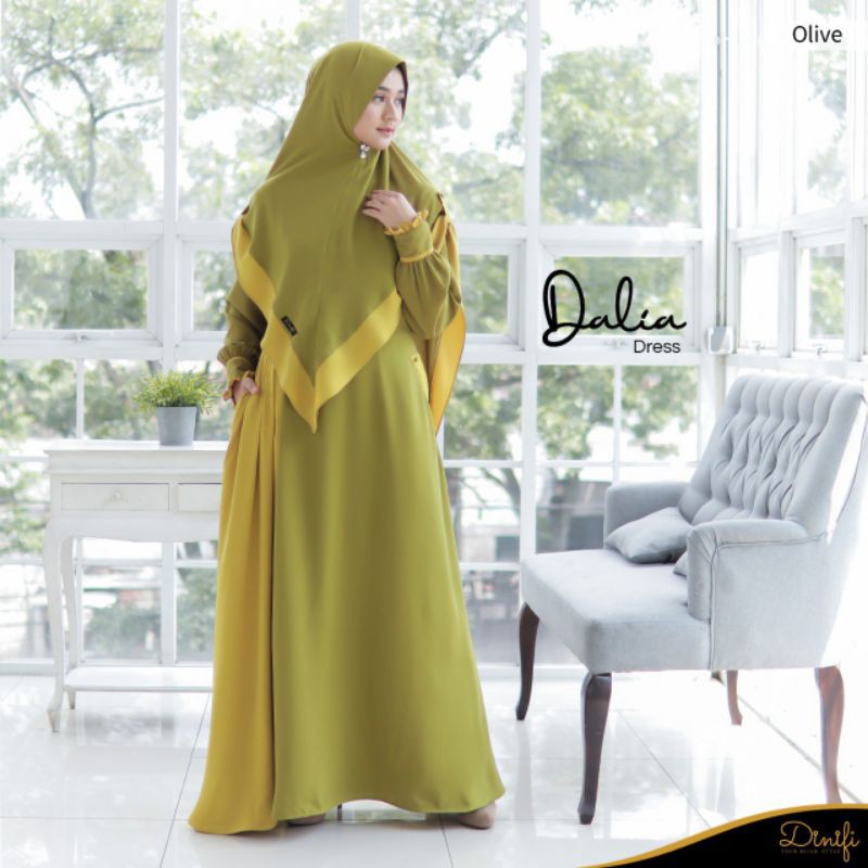 GAMIS DEWASA SET KHIMAR DALIA DRESS BY DINIFI MOUZA