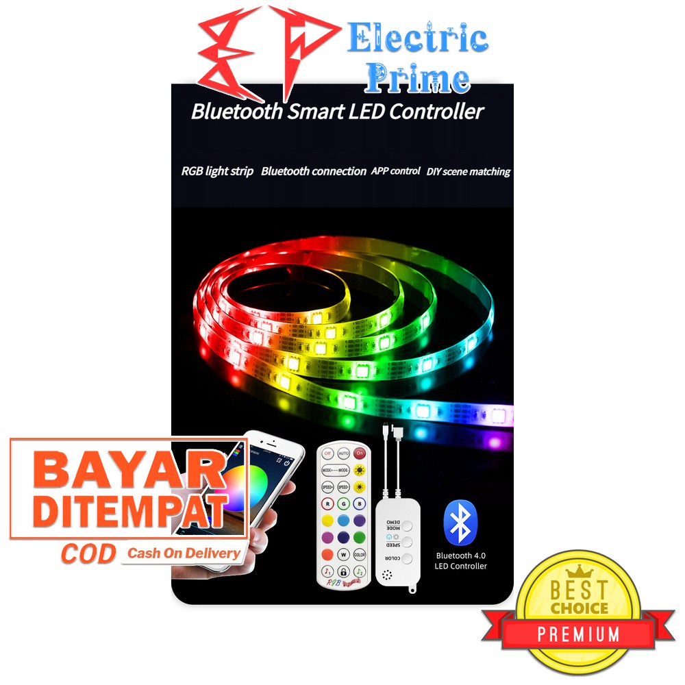 LED Strip Smart RGB Bluetooth Light 5 Meter 12V Power Adapter TRIPLEDI SMD5050 Waterproof Lampu Hias