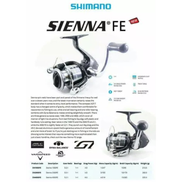 Shimano Sienna 4000FE Reel Terbaru 2016
