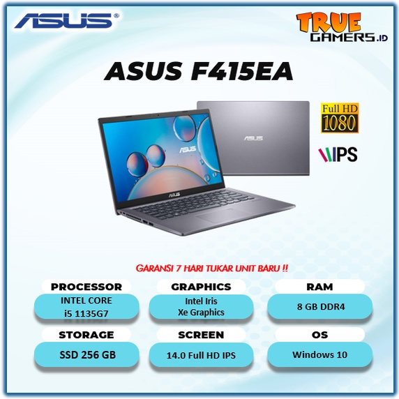 VIVOBOOK ASUS F415EA INTEL i5 1135G7 RAM 16GB SSD 512GB WINDOWS 10 14INCH FULL HD IPS-RAM 8GB/SSD 256GB