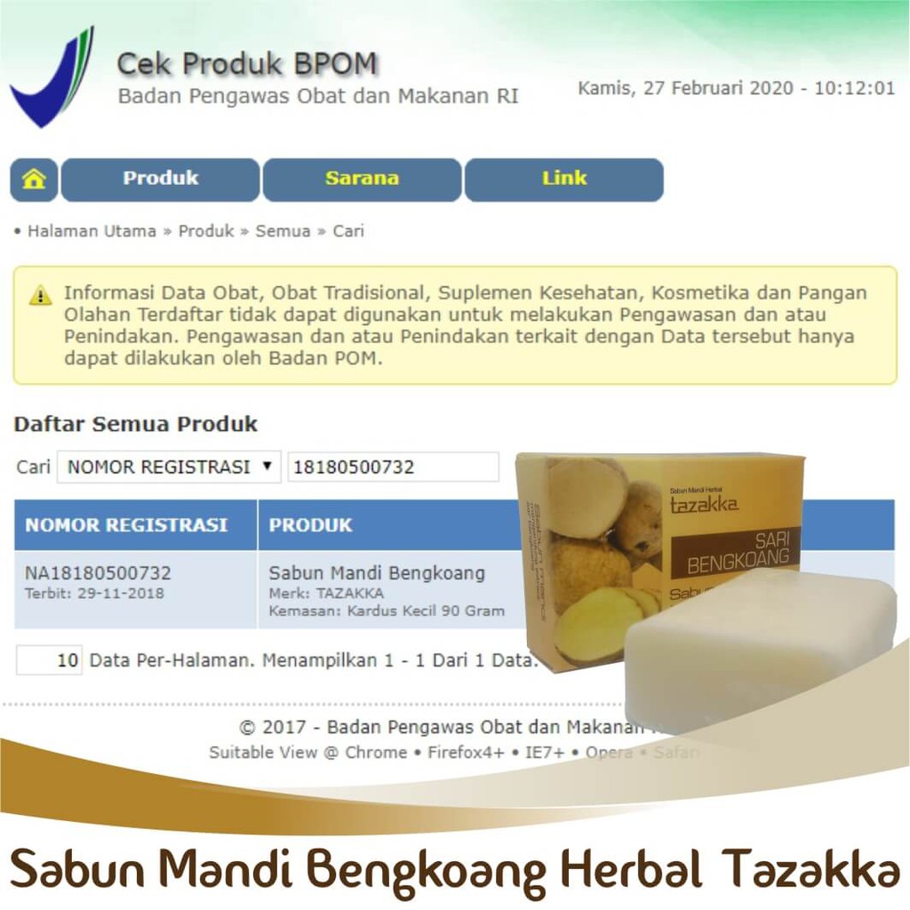 Sabun BENGKOANG Tazakka Berat 90gr, Membantu menjaga kelembaban kulit tubuh yang HALAL BPOM