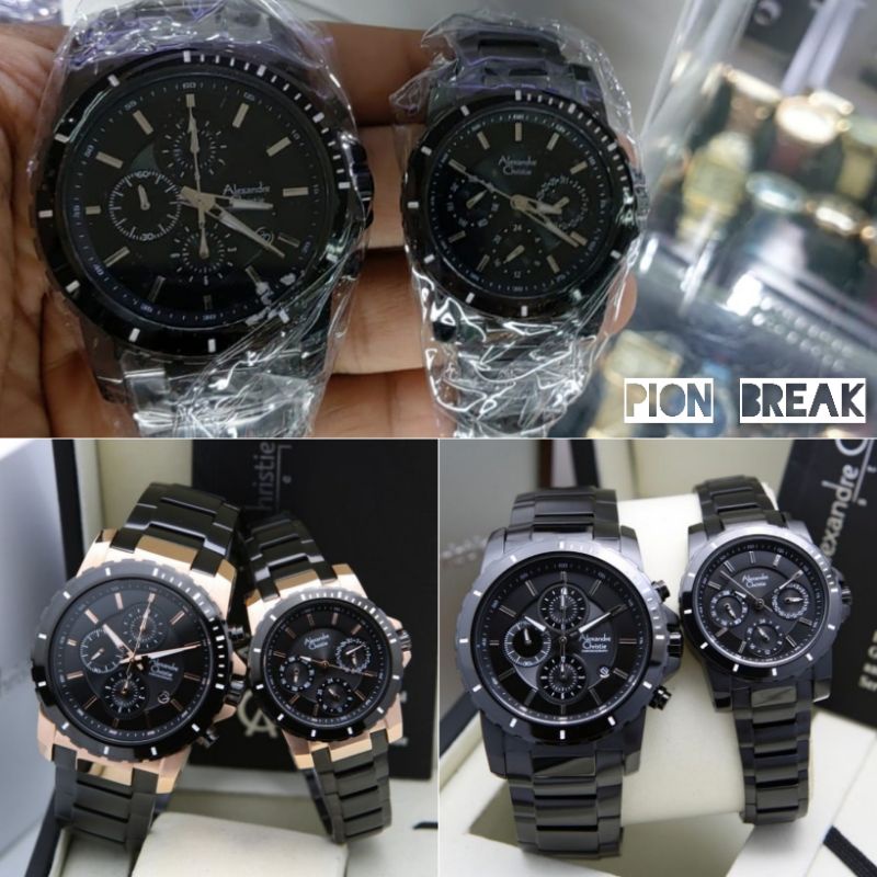 JAMTANGAN COUPLE AC 6141 | AC 6141 COUPLE  BLACK ROSEGOLD ORI