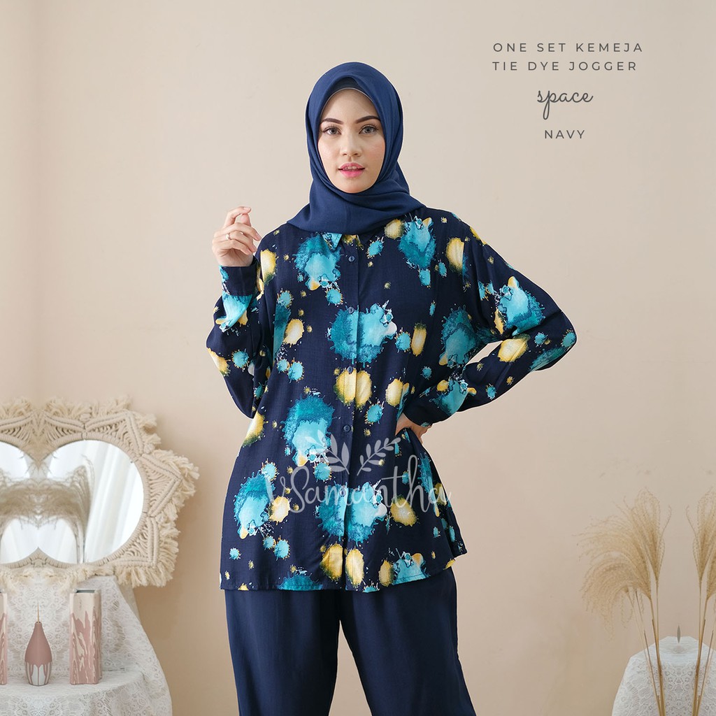 Pajamas Set Kemeja Tie Dye Jogger