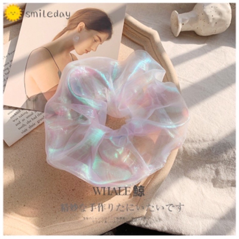 BISA COD -  Ikat Rambut Karet PonyTail WARNA LASER HOLOGRAM import korean style