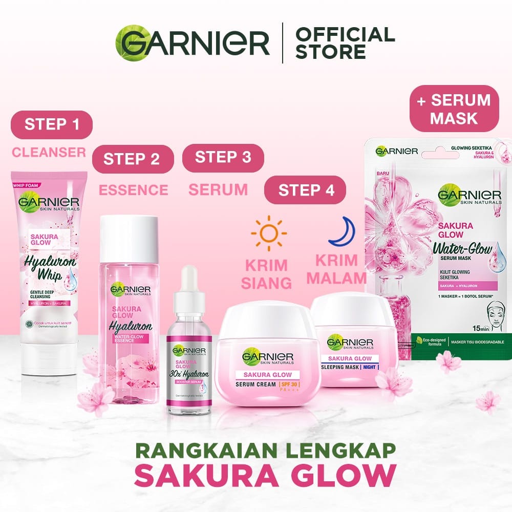 GARNIER Sakura White Sakura Glow Whitening Serum Cream Day-Night Cream Skin Care 50(VH)