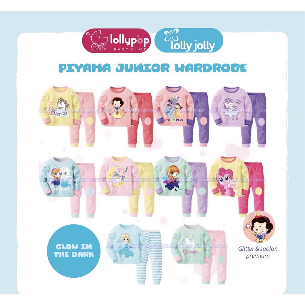Piyama JW272 Glow in the dark KIDS 2-7tahun/baju tidur anak perempuan