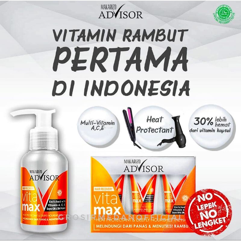 MAKARIZO ADVISOR VITAMAX - DEEPLY INTENSIVE HAIR MULTIVITAMIN TREATMENT - VITAMIN RAMBUT AGAR RAMBUT KEMBALI BERKILAU, LEMBUT, SEHAT DAN MUDAH DIATUR