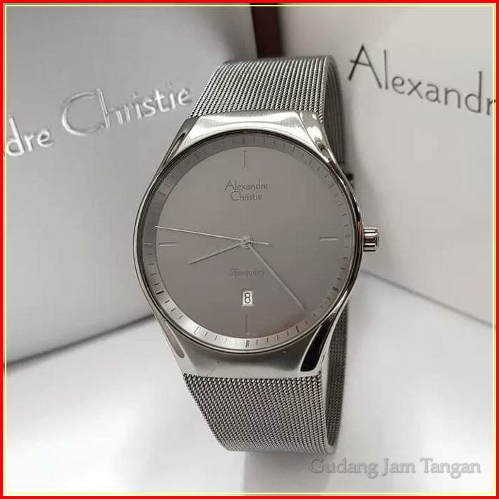 JAM TANGAN PRIA ALEXANDRE CHRISTIE AC 8571 FULL GREY RANTAI PASIR ORIGINAL