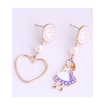 LRC Anting Tusuk Fashion Asymmetrical Oil Drop Pearl Princess Alloy Earrings A61281