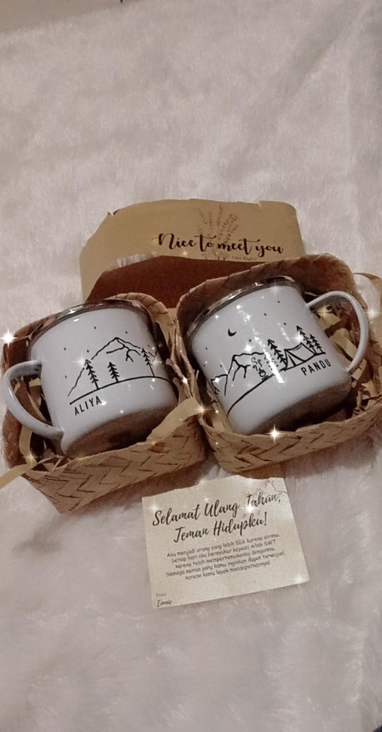 One Eighty Mug Enamel Custom Premium Couple Kado Wedding Anniversary Birthday Hampers Gift Box