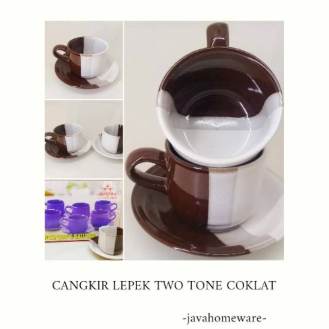 Cangkir lepek two tone Hijau Coklat Pink Cangkir 