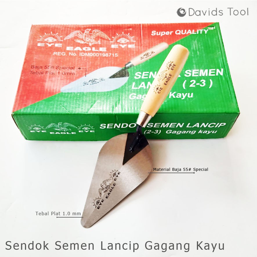 Sendok Semen Cetok Lancip Gagang Kayu