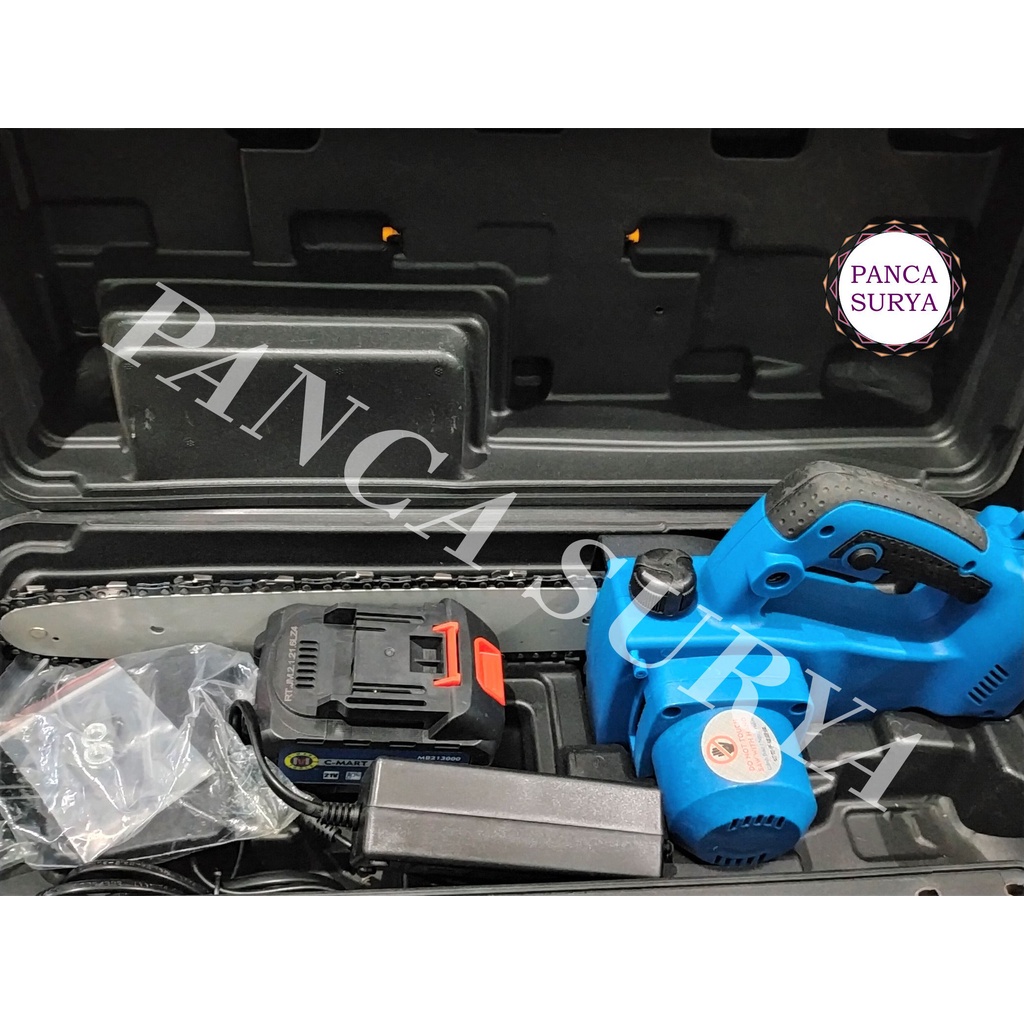 Mesin Chain Saw Cordless/Gergaji Baterai 12 Inch C-MART