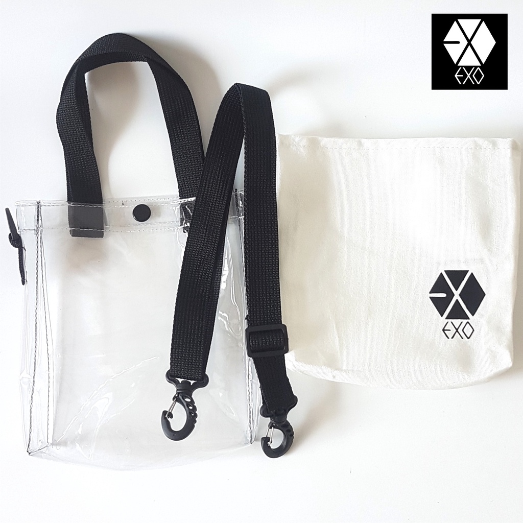 TAS SELEMPANG EXO SLING BAG KANVAS MIKA TALI PANJANG DAN PENDEK TAS KPOP EXO PLANET BAG KOREA