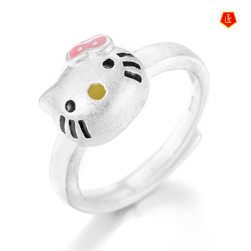 [Ready Stock]Cute Cartoon Cat Silver Ring