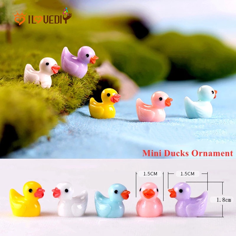 7 Pcs Miniatur Bebek Kuning Bahan Resin Handmade Untuk Dekorasi Rumah / Mobil