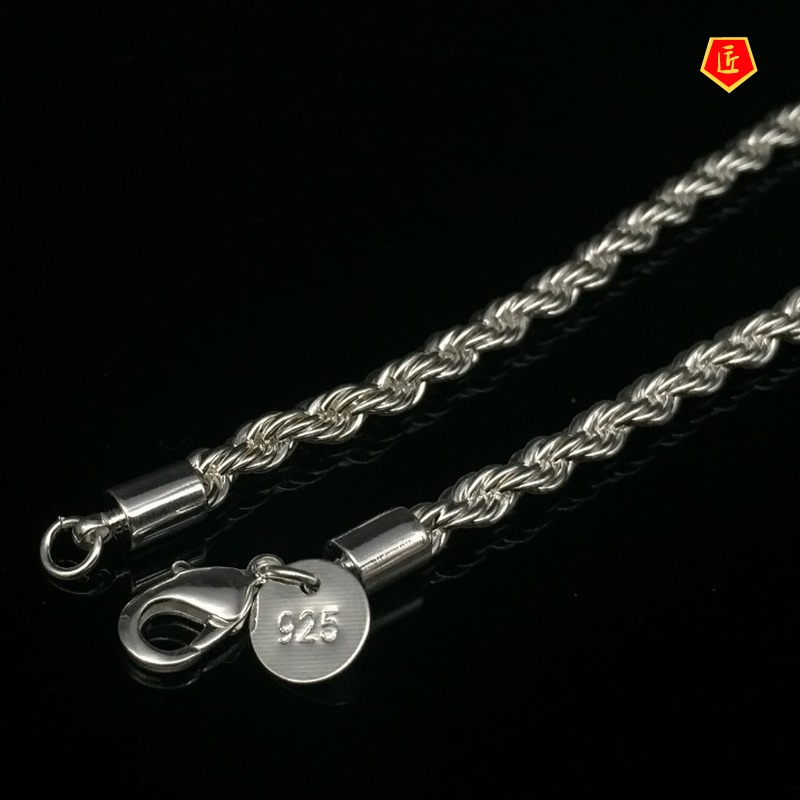 [Ready Stock]Silver 4mm Flash Twisted String Bracelet