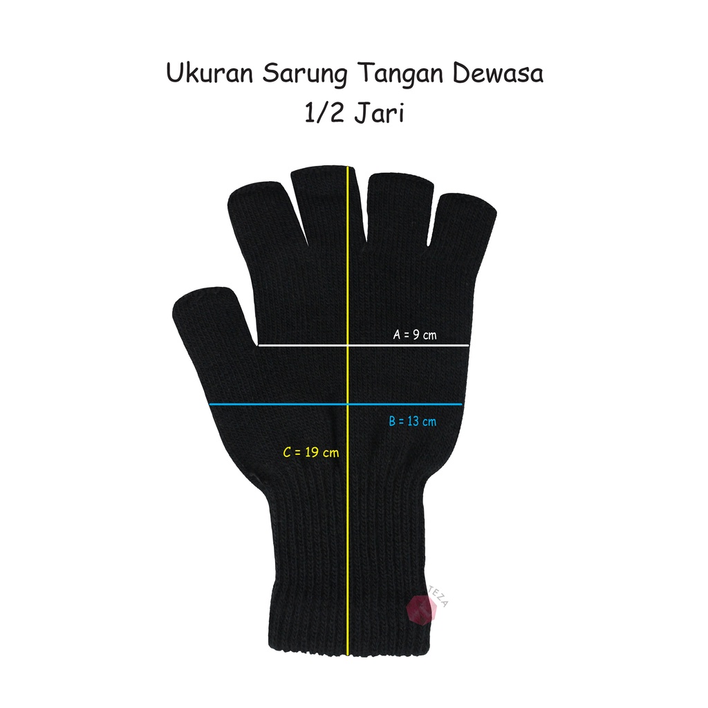 Moteza Sarung Tangan Kain Rajut Motor Buntung - Setengah Jari Half Finger