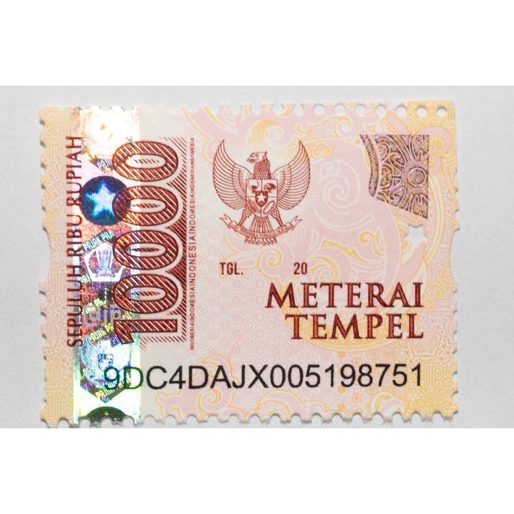 ⫸Nett.id⫷ Materai 10000 10ribu Asli 100% Kantor Pos Indonesia Materai 10.000 Tempel Original Peruri Tahun Terbaru Per Lembar 10rb