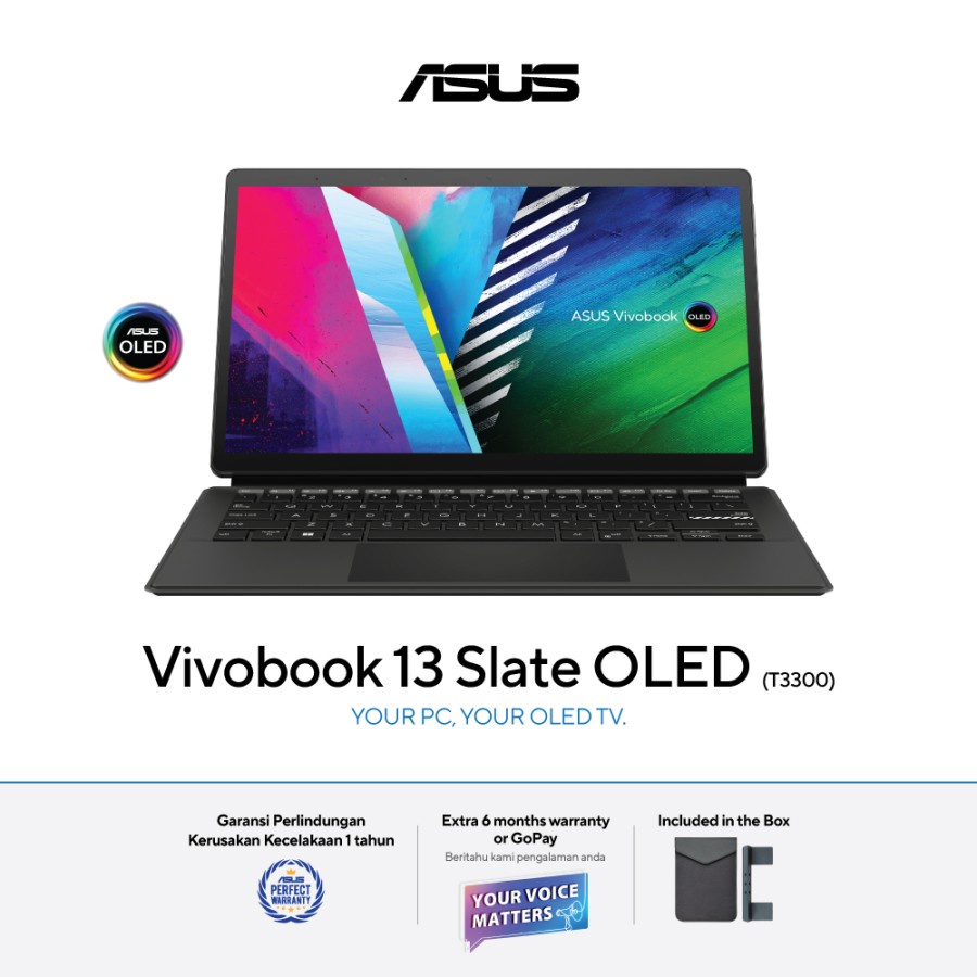 ASUS Vivobook 13 Slate OLED T3300KA-OLED622 - BLACK (13.3"OLED FHD,Intel® Pentium® Silver N6000 / 8G