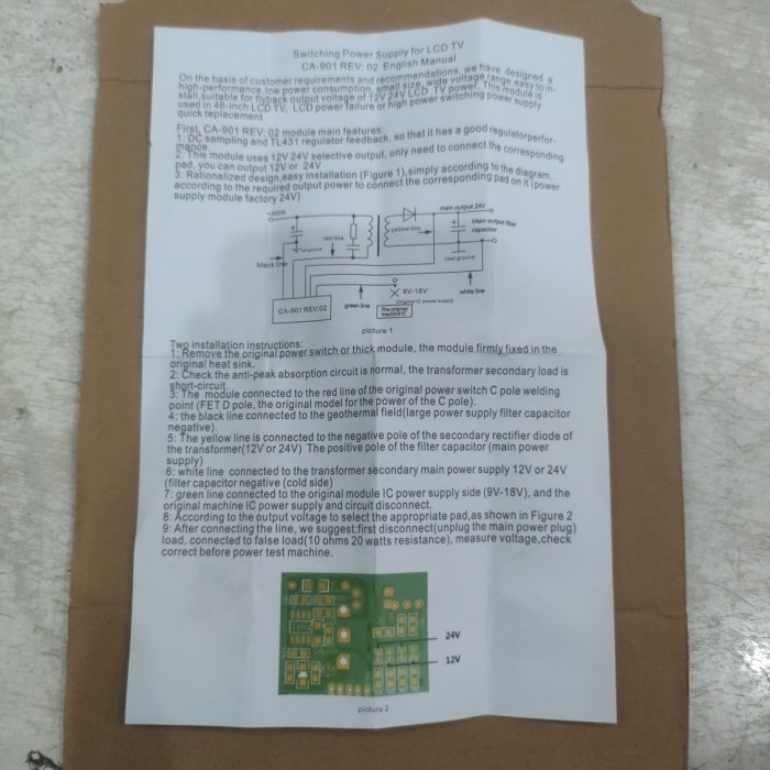 Modul gacun tv led lcd 5 kabel ori Transistor besar / Gacun 5 kabel