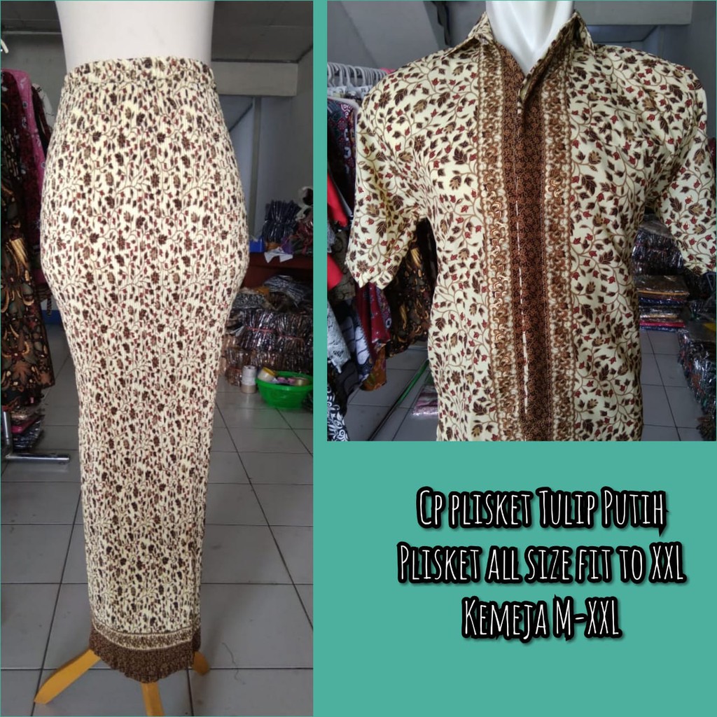 SB Collection Couple Rok Plisket Reka Maxi Panjang Jumbo Dan Kemeja Batik Pria