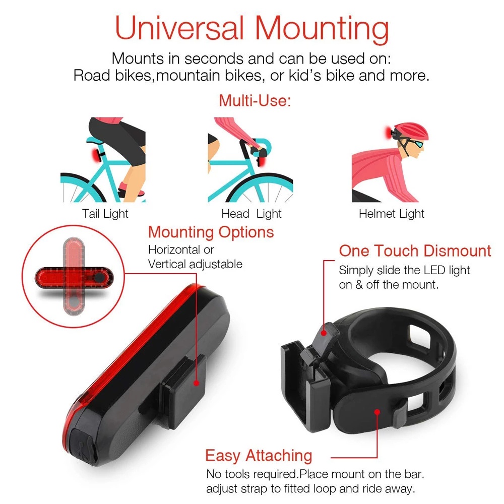 4 Modes USB Rechargeable Cycling Warning Tail Light