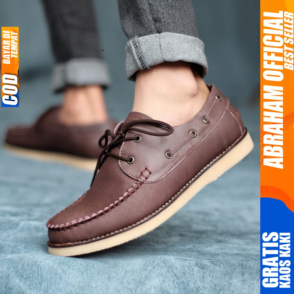 ABRAHAM Sepatu Formal Loafers Hitam Kulit Asli Casual Pria