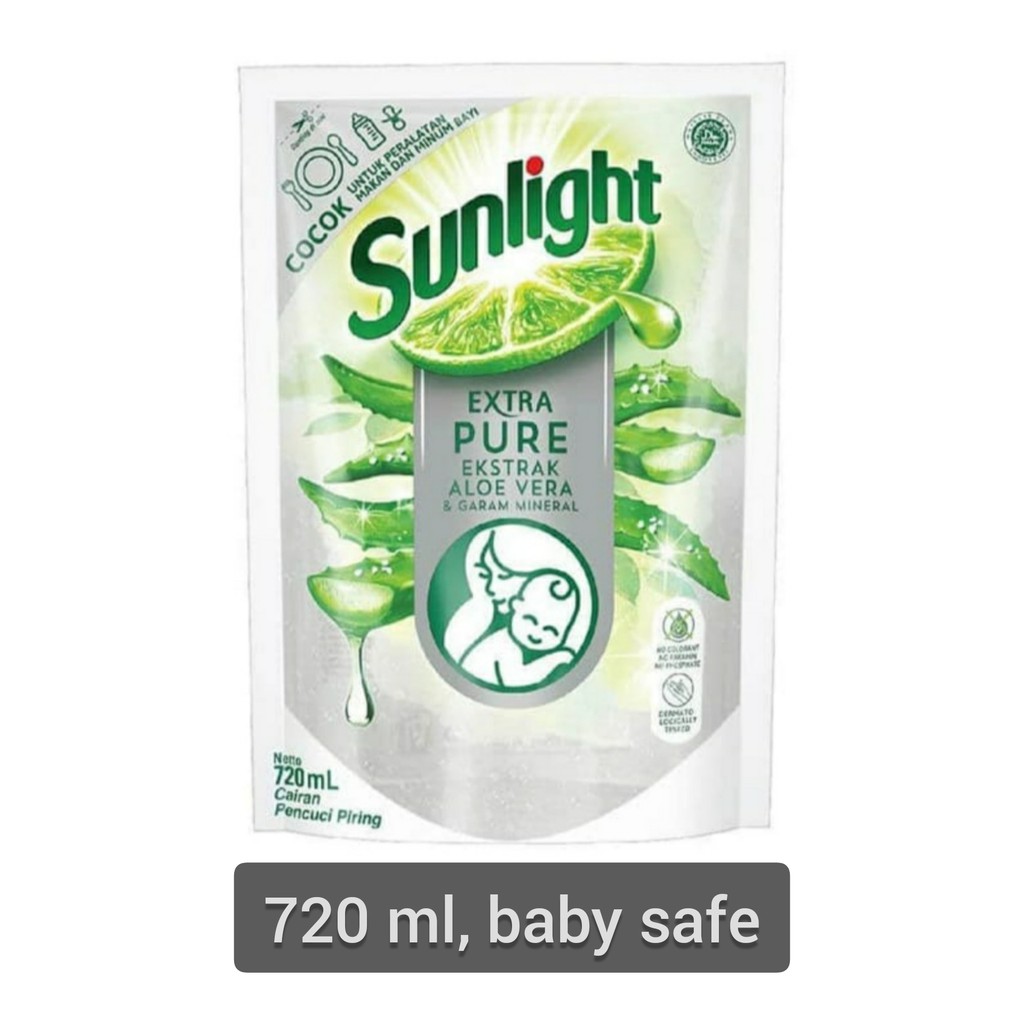 Sunlight Sabun Cuci Piring Extra Pure Baby Safe Refill Pouch 720 ml