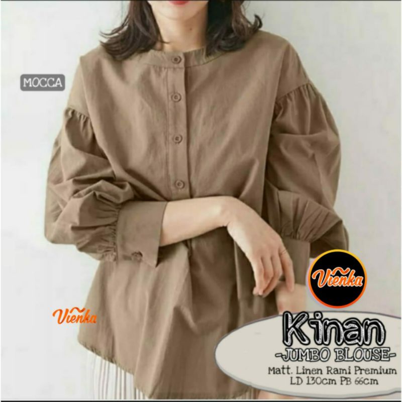 Kinan blouse katun linen jumbo LD 130 xxxl