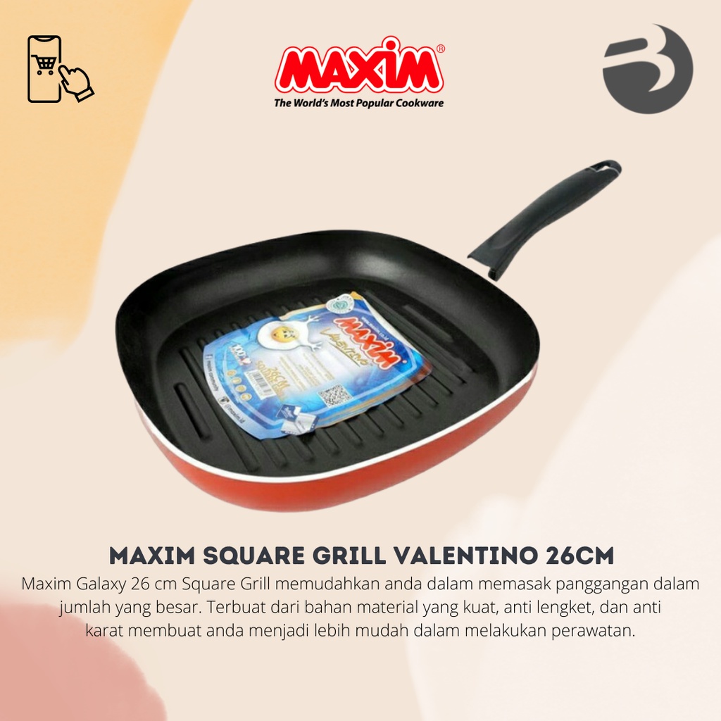 MAXIM SQUARE GRILL VALENTINO 26CM PEMANGGANG ALAT PANGGANG FRYPAN KOTAK