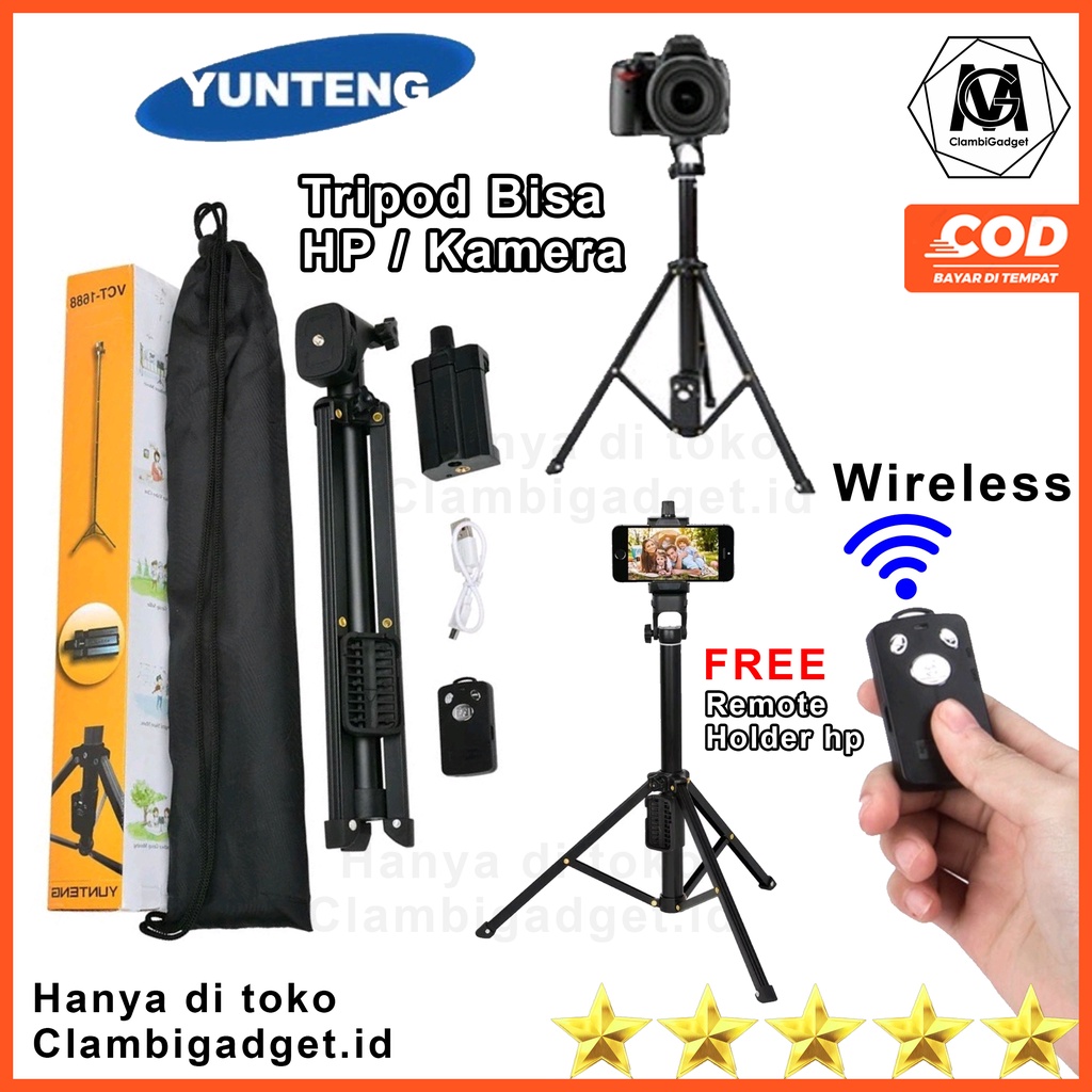 Tripod Yunteng VCT 1688 2in1 Original Tongsis Bluetooth Vct-1688 Murah Selfie Tomsis Wireless Remot 