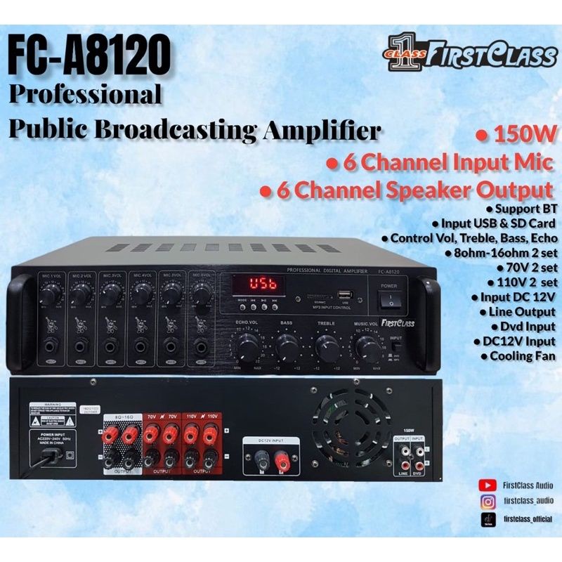 Amplifier Toa Masjid Firstclass FC 8120 Toa Masjid Professional Garansi Resmi