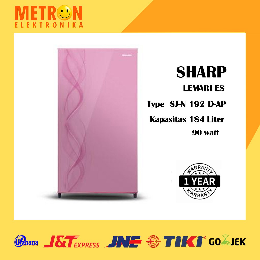 SHARP SJ N 192 D AP / AURORA PINK KULKAS LEMARI ES 1 PINTU 184 LITER / SJN192DAP