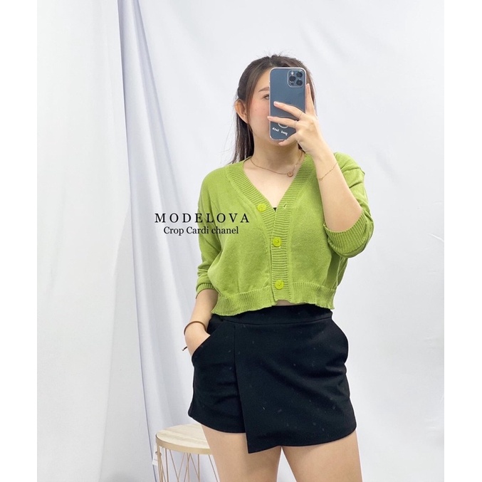 MDLV ~ BAJU RAJUT CROP CARDI CHANEL WOMEN KNIT CROP CARDIGAN CROP LENGAN PANJANG RAJUT CEWEK FASHION WANITA