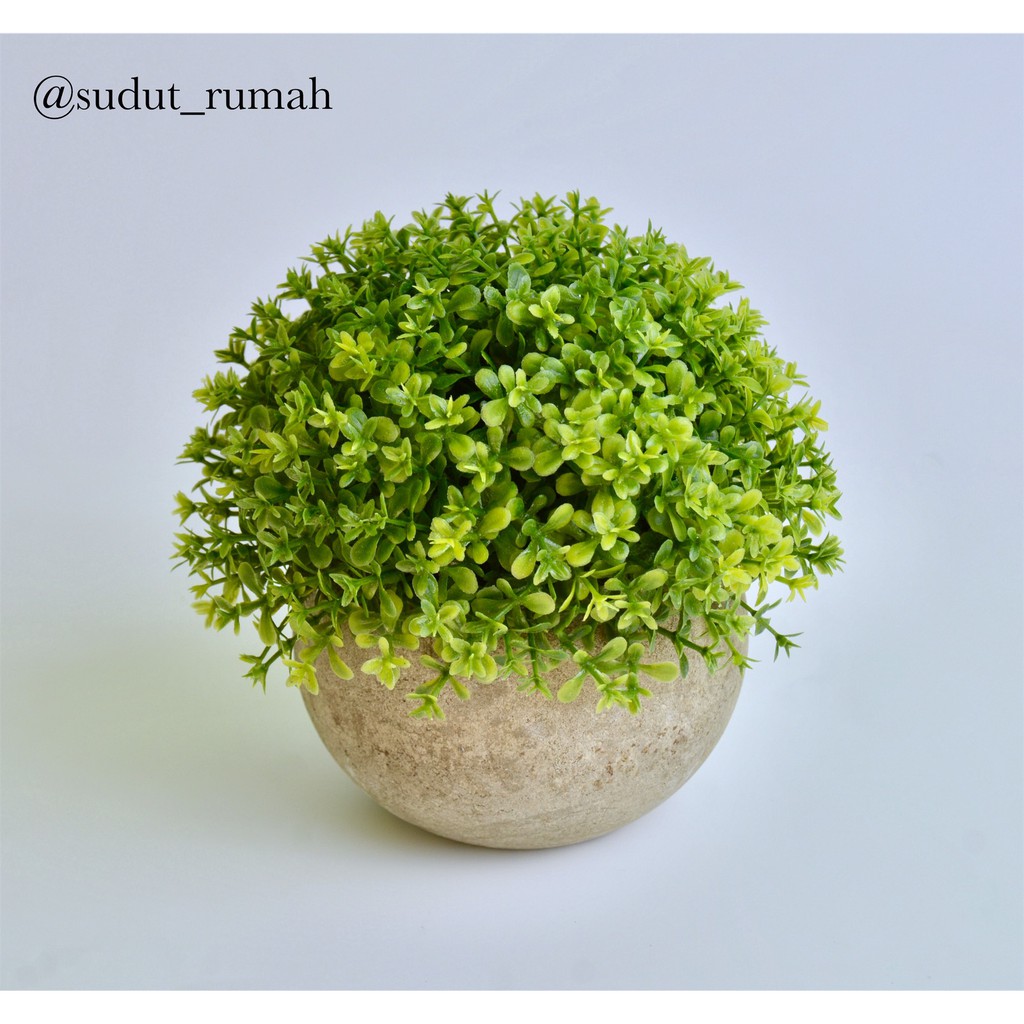 BONSAI BULAT GRASS BALL ARTIFICIAL BUNGA PLASTIK PALSU PAJANGAN DEKORASI-HIJAU 1