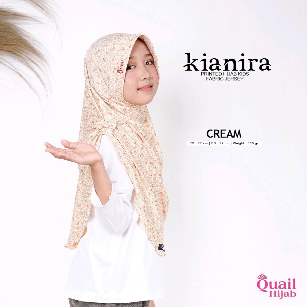 Kianira jilbab Anak motif bunga bahan jersey Quail Hijab