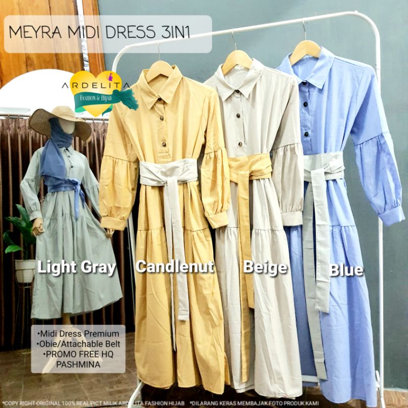 MIDI DRESS KOREAN STYLE MODEL OOTD HIJAB SELEGRAM TERBARU BAJU WANITA HIJAB KEKINIAN TRENDY KEREN | OUTFIT HIJAB PREMIUM MURAH BERKUALITAS