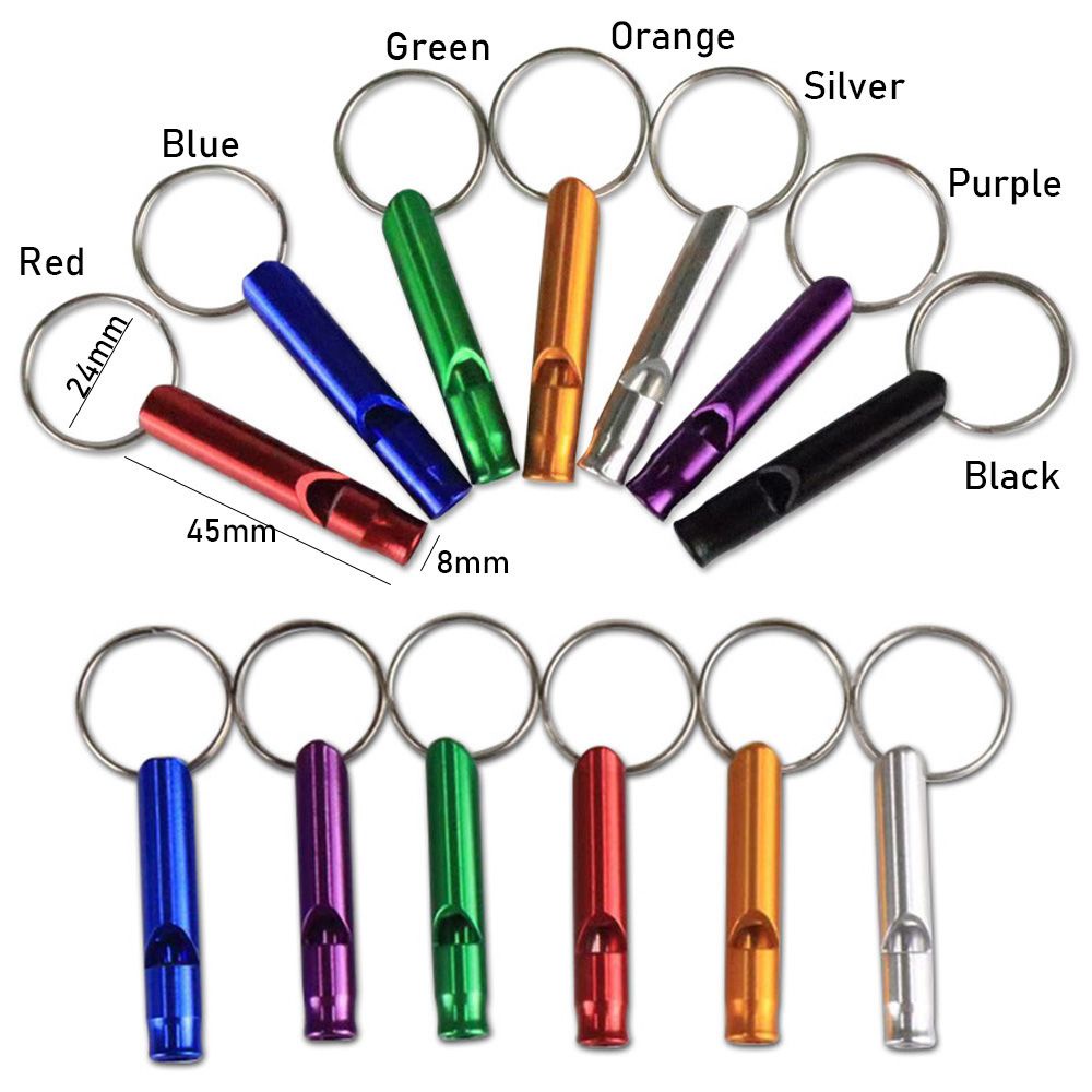 TOP 1/2/5/10pcs 7 Colors Survival Whistle with Keyring Training Accessories Emergency Whistles Small Size Aluminum Camping Hiking Outdoor EDC Tools/Multicolor