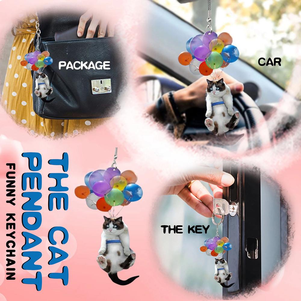 Rebuy Car Hanging Ornament Dekorasi Interior Mobil Untuk Hadiah Kucing Lucu Hiasan Dinding Balon Warna Warni Akrilik